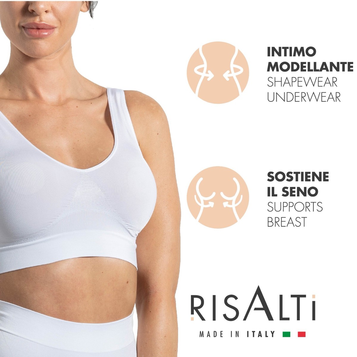Top Modellante Donna Spalla Larga - Reggiseno Senza Ferretto Made In Italy - Foto 2