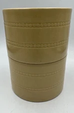 VINTAGE OVER AND BACK YELLOW WARE 3 1/2" DIAMETER RAMEKINS / CROCKS LOT OF 2