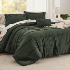 Olive Green Size Comforter Set - 4 Pieces Pinch Pleat Full 06 - Olive Green