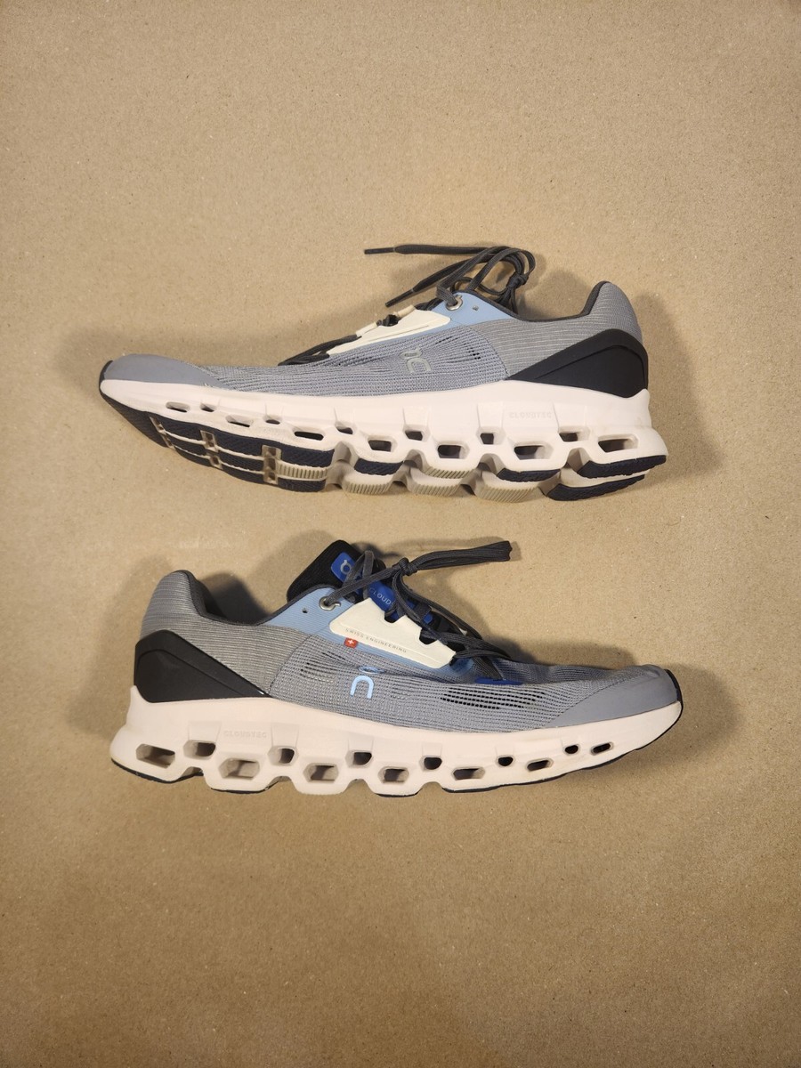 On Cloudstratus Fossil Grey Navy White Running Shoes 