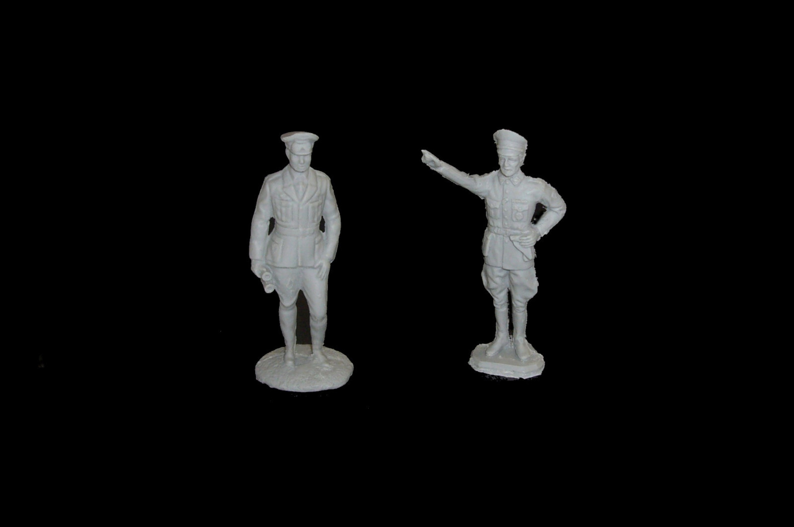 Field Marshall Erwin Rommel & officer light gray MARX playset  toy soldiers 54mm