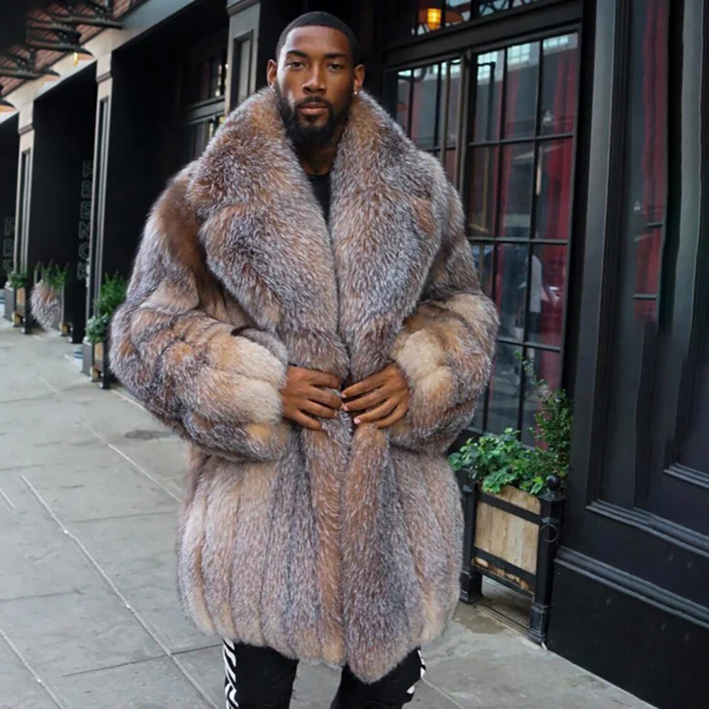 long mens fur coat