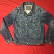 TRUE RELIGION JOHNNY Youth Boys Denim Jacket Sz XL B24R82OMBB 14 Years 
