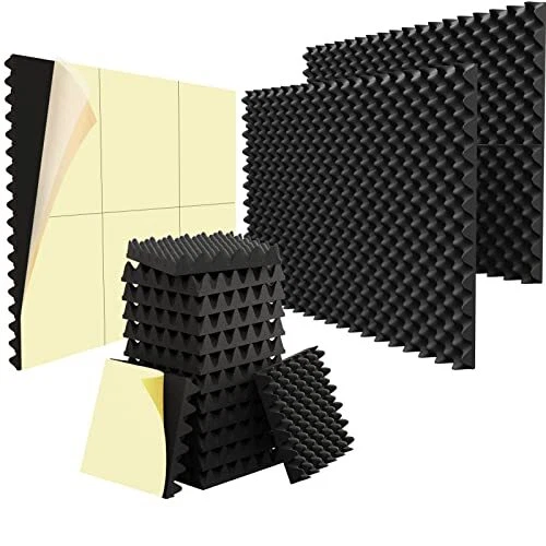 WVOVW 12 Pack Sound Proofing Egg Crate Foam Pad Self-Adhesive 1.5 X 12 X 12