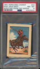 1951 Hopalong Cassidy Post Wild West #23 Shooting From The Saddle PSA 8