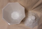 Vintage Octagonal Milk Glass Pedestal Covered Candy Dish — photo 5