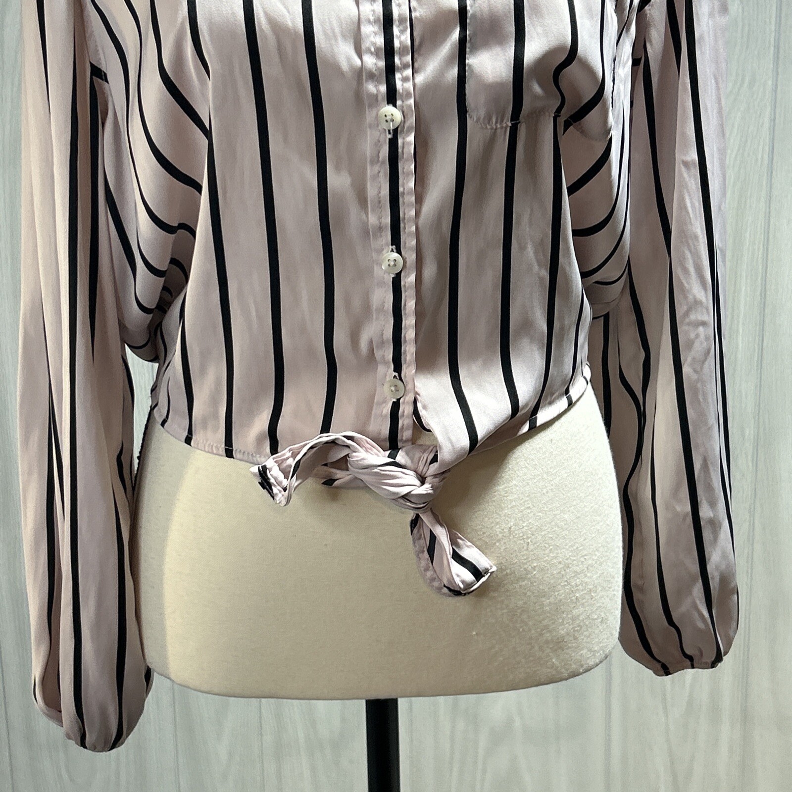 American Eagle Button Front Striped Long Sleeve T… - image 4