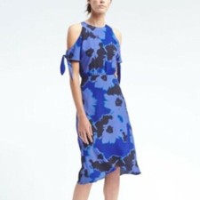 NWT Banana Republic Blue floral cold shoulder dress - MSRP $150