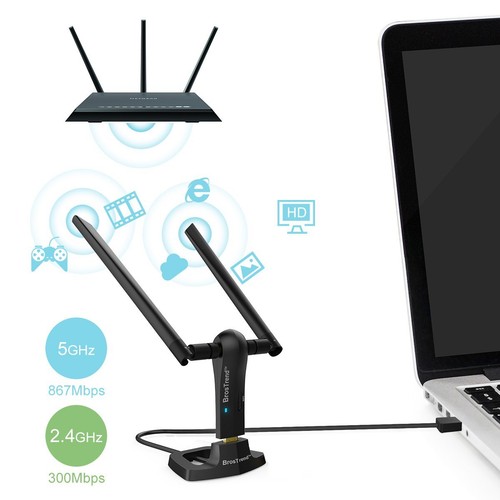 BrosTrend Clé WiFi Puissante AC1200 Mbps pour PC à Windows 11/10/8.1/8/7Adapt... - Photo 2/8