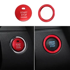 2Pcs Aluminum Red Ignition Switch Start Button Ring Trim For Toyota Avalon 19-21