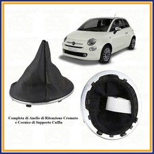CUFFIA CAMBIO PER FIAT 500 07-14 LEVA MARCE CON CORNICE CROMATA GHIERA SUPPORTO