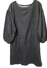 Rafaella Shift Dress Womens Size Medium Gray Sweatshirt Puff Sleeve Knit Mini