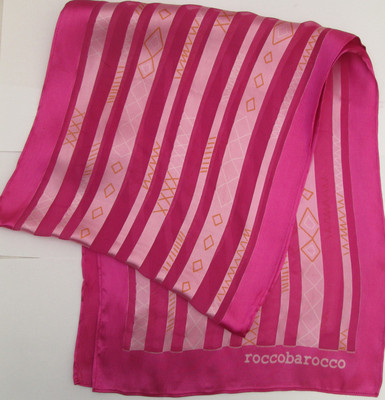 -Authentischer Schal Schal ROCCOBAROCCO Seide sehr guter Zustand Vintage Scarf 160 x 34