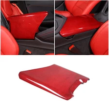 Red Carbon Car Armrest Box Cover Decorate Trim Case For Corvette C8 2020-25