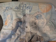 Baby Shower Backdrop with ties It s a Boy Baby Banner-Blue With Elephant