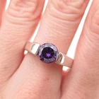 Charles Winston 925 Sterling Silver Vintage Real Amethyst Ring Size 9.5