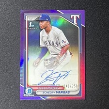 2024 Bowman Chrome 1st Echedry Vargas /250 Purple Refractor Auto #CPA-EV Rangers