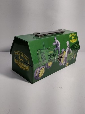 John Deer Metal Farm Lunch Tool Box For Kids. 9''X4''X4.5'' Pre-owned In Good Shape
