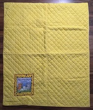 Handmade ST Louis Parish MAY YOU BE BLESSED Crib Quilt Yellow/White 40in X 33in