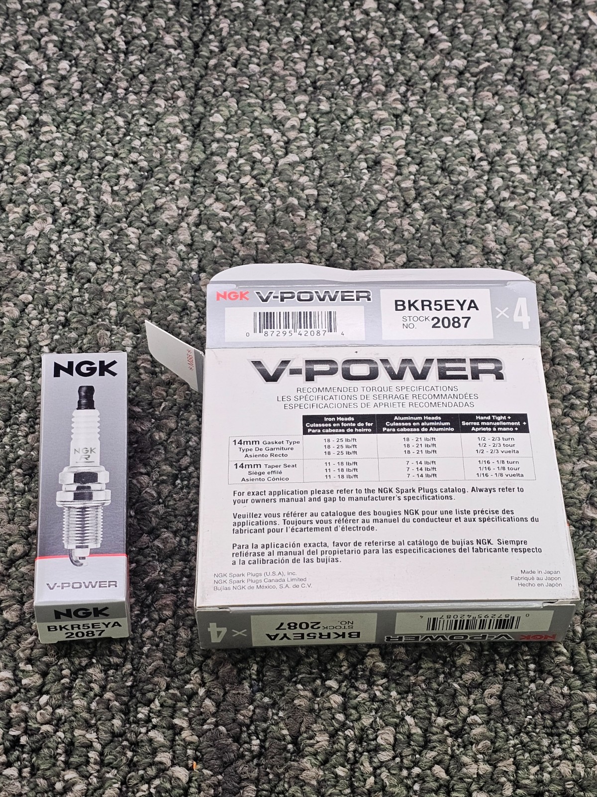 QTY 4 NGK 2087 BKR5EYA V-Power Spark Plug for 2001-2004 Toyota Echo