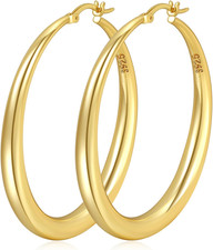 S925 Sterling Silver Hoop Earrings Large Silver Hoop Earrings for Women Hypoalle