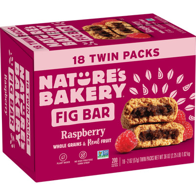 Nature's Bakery, Raspberry Fig Bar, Twin Pack, 2 oz Each, 18 Count Box
