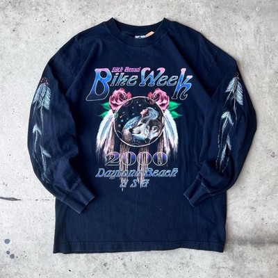Vintage Daytona Beach Bike Week 90s Longsleeve Shirt Wolf Biker