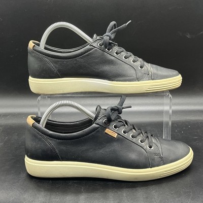 Ecco Shoes Womens 9 Soft 7 Casual Sneakers Black Leather Lace Up Casual Comfort