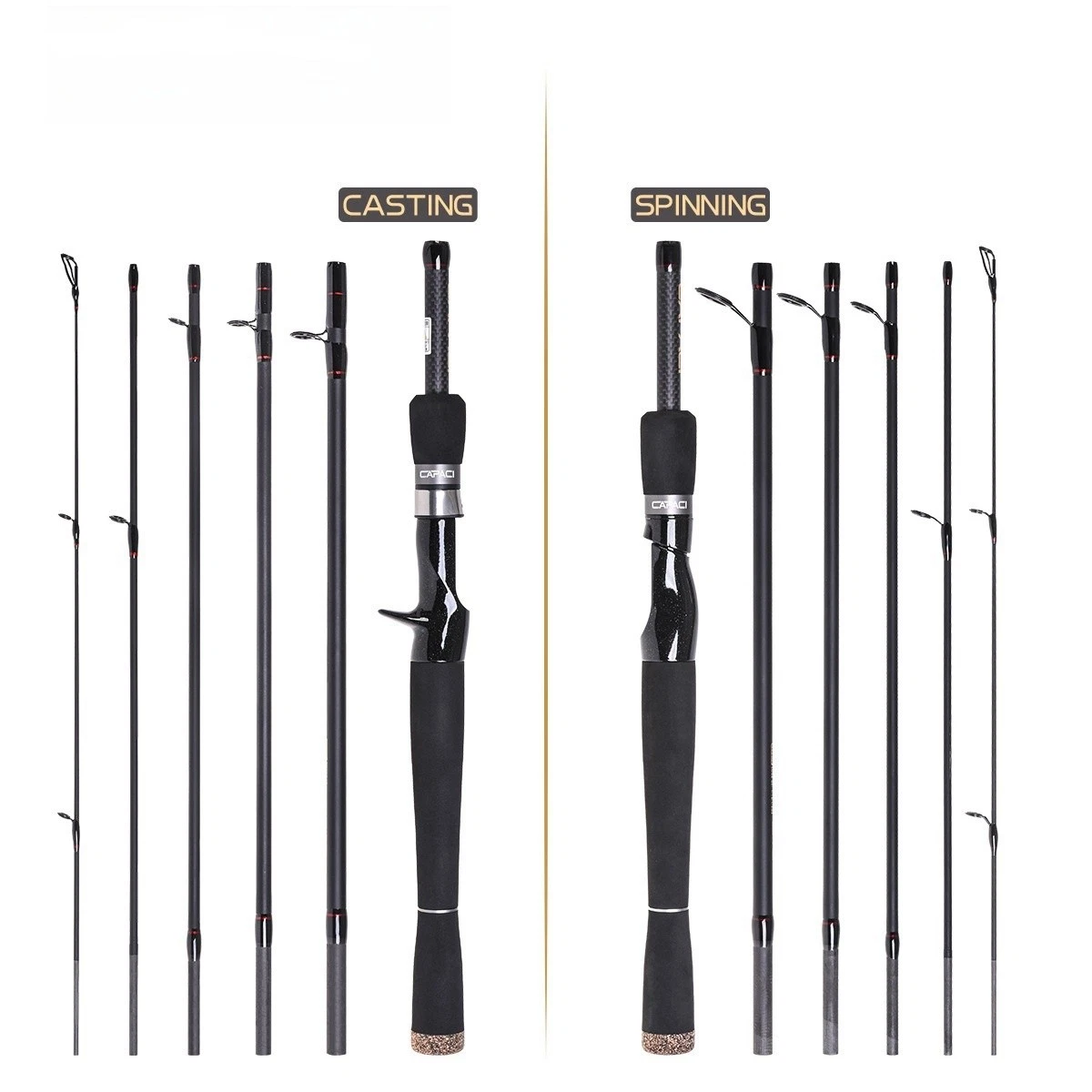 Fishing Spinning/Casting Rod Carbon Fiber Portable 2.1m/2.4m Lightweight Rod
