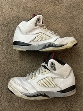 Air Jordan Retro 5 Comet Fire Cement Boys Shoes Size 3y Red Black White