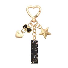 Cute Initial Letter Keychain, Letter-I Keychains for Women Girls Bling Black