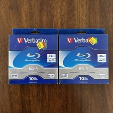Verbatim BD-R Blu-Ray Disc, 25GB, 6x, 2x 10/Pk VER97238 - 20 Discs Total