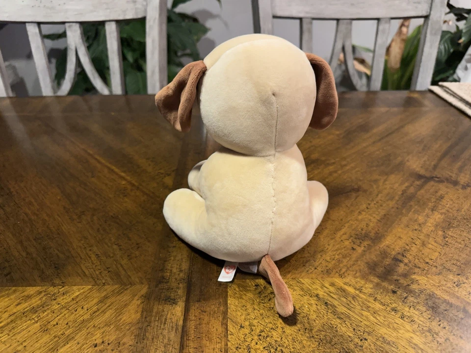 Baby Ty Velour Bumpkin Dog Plush Toy Soft Tan & Brown 6” 2017 Sewn Eyes - Image 3 of 4