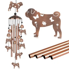 Pug Wind Chimes, Pug Gifts for Pug Lovers Women Men, Dog Metal Windchimes, Ou...