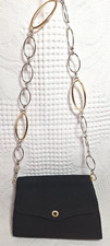 Neiman Marcus Vintage Black Handbag Evening Purse Oval Chain Strap VGC