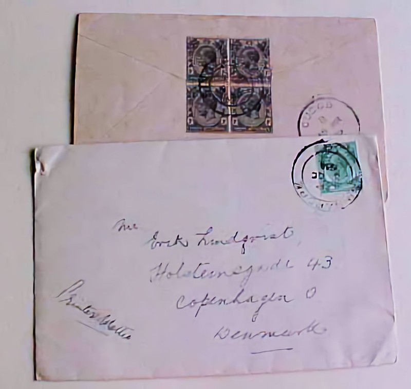 SINGAPORE  BLOCK 1929 TO JOHORE also TO DENMARK 1936
