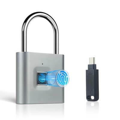 Fingerprint Padlock, Portable USB Charging with Reset Key, Smart Padlock Quic...