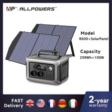 ALLPOWERS Centrale Elettrica Portatile 600W 299Wh con Pannello Solare 100W Campeggio Viaggio