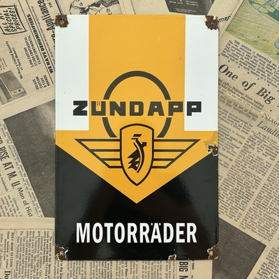 #ad #ad VINTAGE ZUNDAPP MOTORCYCLE 8X12 INCHES PORCELAIN ENAMEL SIGN $106.56