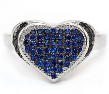 Heart 1CT Treated Sapphire  Sapphire 925 Sterling Silver Ring Sz 6,7,8 ZB8