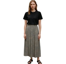 Talbots Petites Skirt Womens Size 12 Gray Taupe Paisley 100 Silk Maxi Vintage