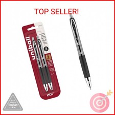 uniball 207 Retractable Gel Pens, Medium Point 0.7mm , Black, 2 Pack