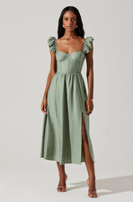 Astr The Label Wedelia Bustier Midi Dress In Sage Green Size L