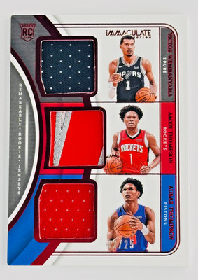 2023 Immaculate Victor Wembanyama Amen & Ausar Thompson Triple Rookie Patch /25