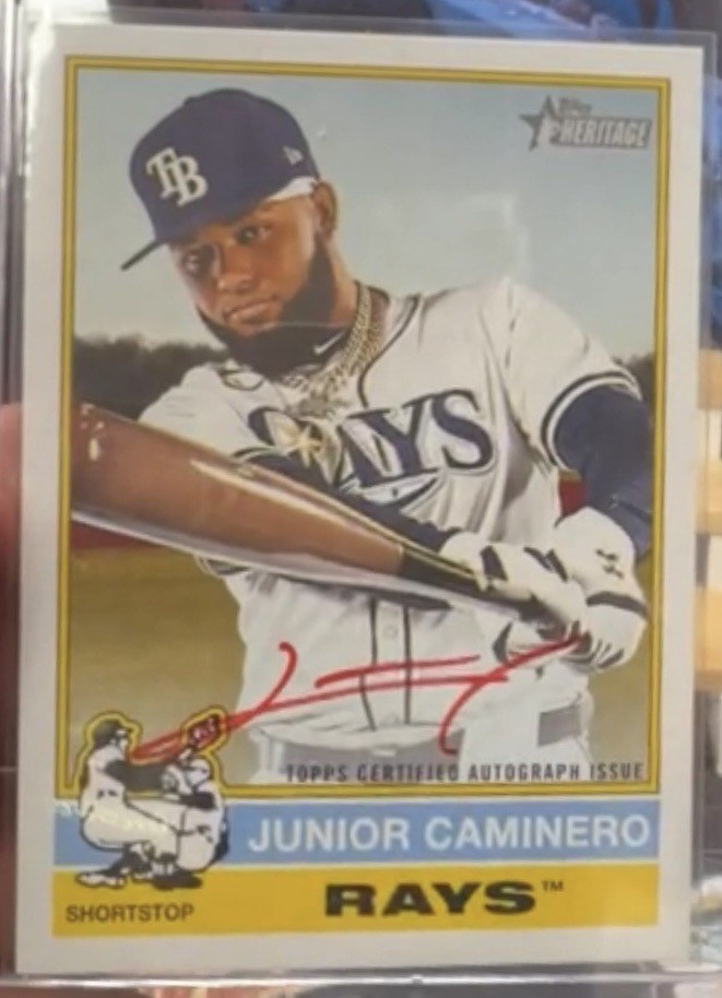 2025 Topps Heritage High # ROA-JC JUNIOR CAMINERO REAL ONE RED INK AUTO /76