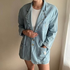 Vintage 80s Cherokee Southwestern Denim Blazer western cowboy retro rodeo cotton