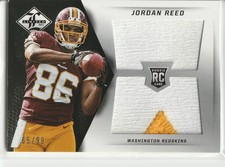2013 panini Limited Jordan Reed dual swatch rookie card #65/99. rookie card picture