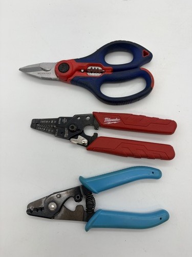 3pc Wire Stripper Cutter Tool Lot Milwaukee Workpro Compco K4
