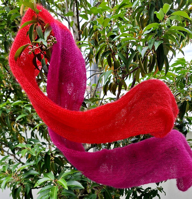 Auf Bestellung: Schal 2 m (Silkhair Lana Grossa) 50g leicht Farbkombi wählbar