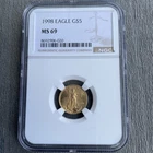 American Eagle 1998 G$5 Coin MS 69 1/10 oz NGC Certified Gold Coin